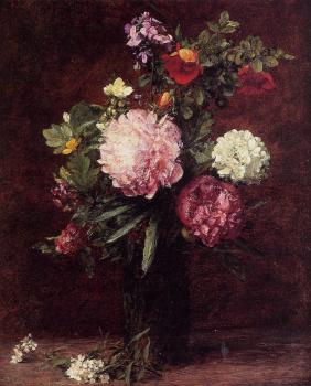 Flowers, Large Bouquet with Three Peonies